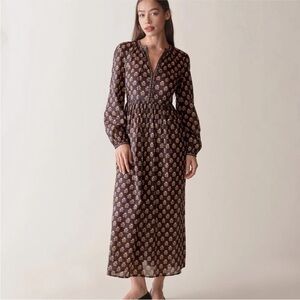 Doen Rhiannon Long Sleeve Dress - Black and Gold